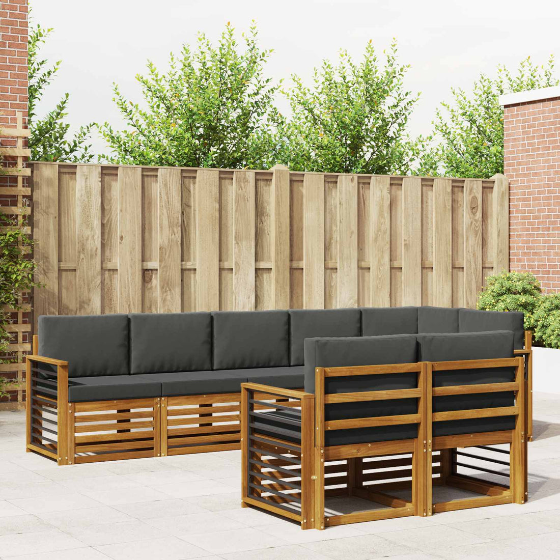 vidaXL Conjunto de sofás de exterior 8 uds. Natural y Antracita