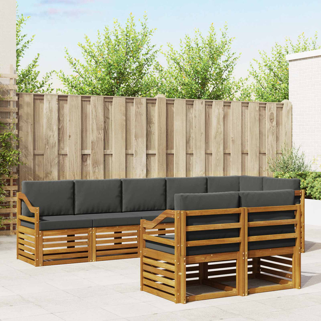 vidaXL Conjunto de sofás de exterior 8 uds. Natural y Antracita