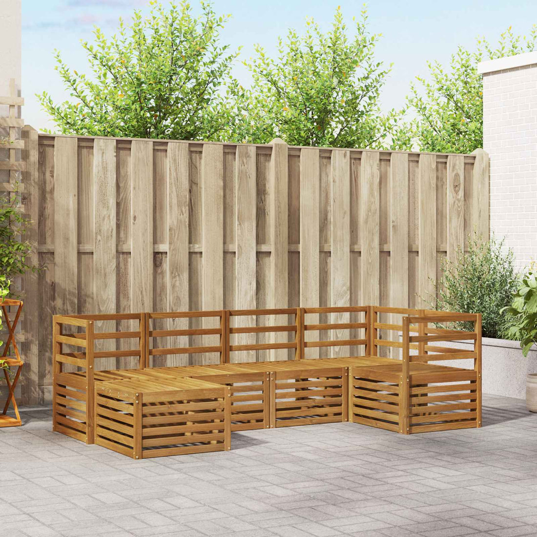 vidaXL Conjunto de sofás de exterior 6 uds. Natural Poliéster