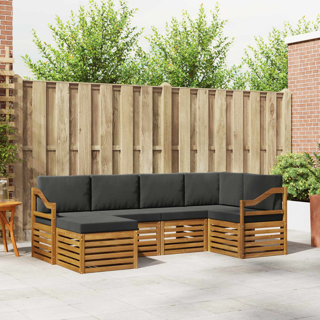 vidaXL Conjunto de sofás de exterior 6 uds. Natural y Antracita