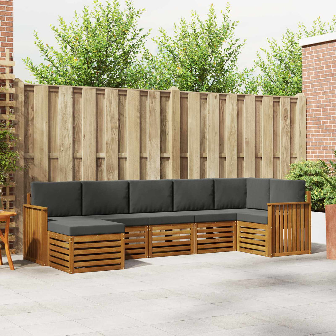 vidaXL Conjunto de sofás de exterior 7 uds. Natural y Antracita