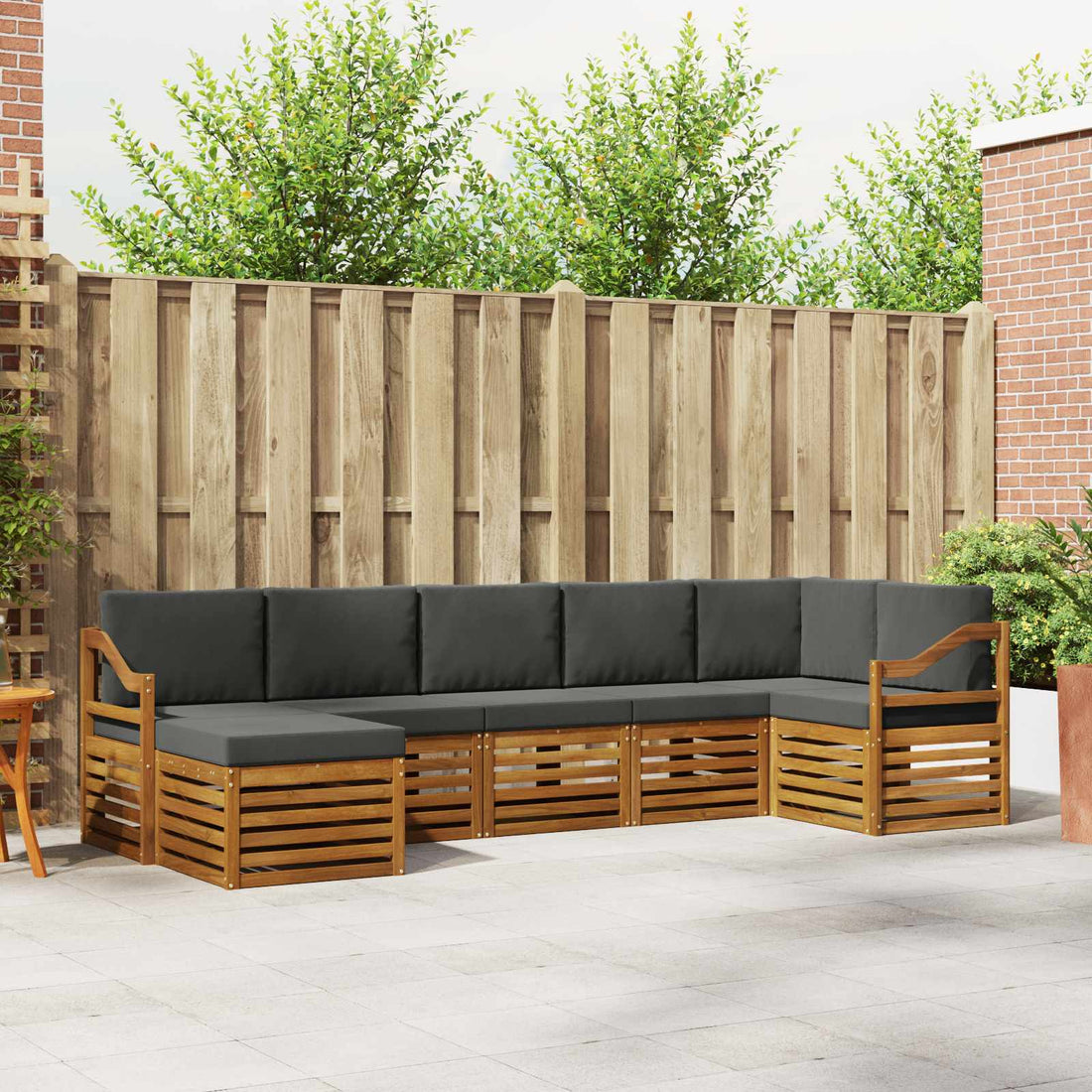 vidaXL Conjunto de sofás de exterior 7 uds. Natural y Antracita