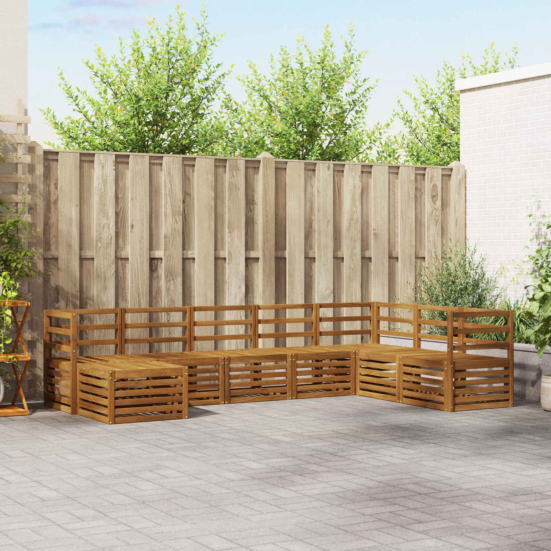 vidaXL Conjunto de sofás de exterior 8 uds. Natural