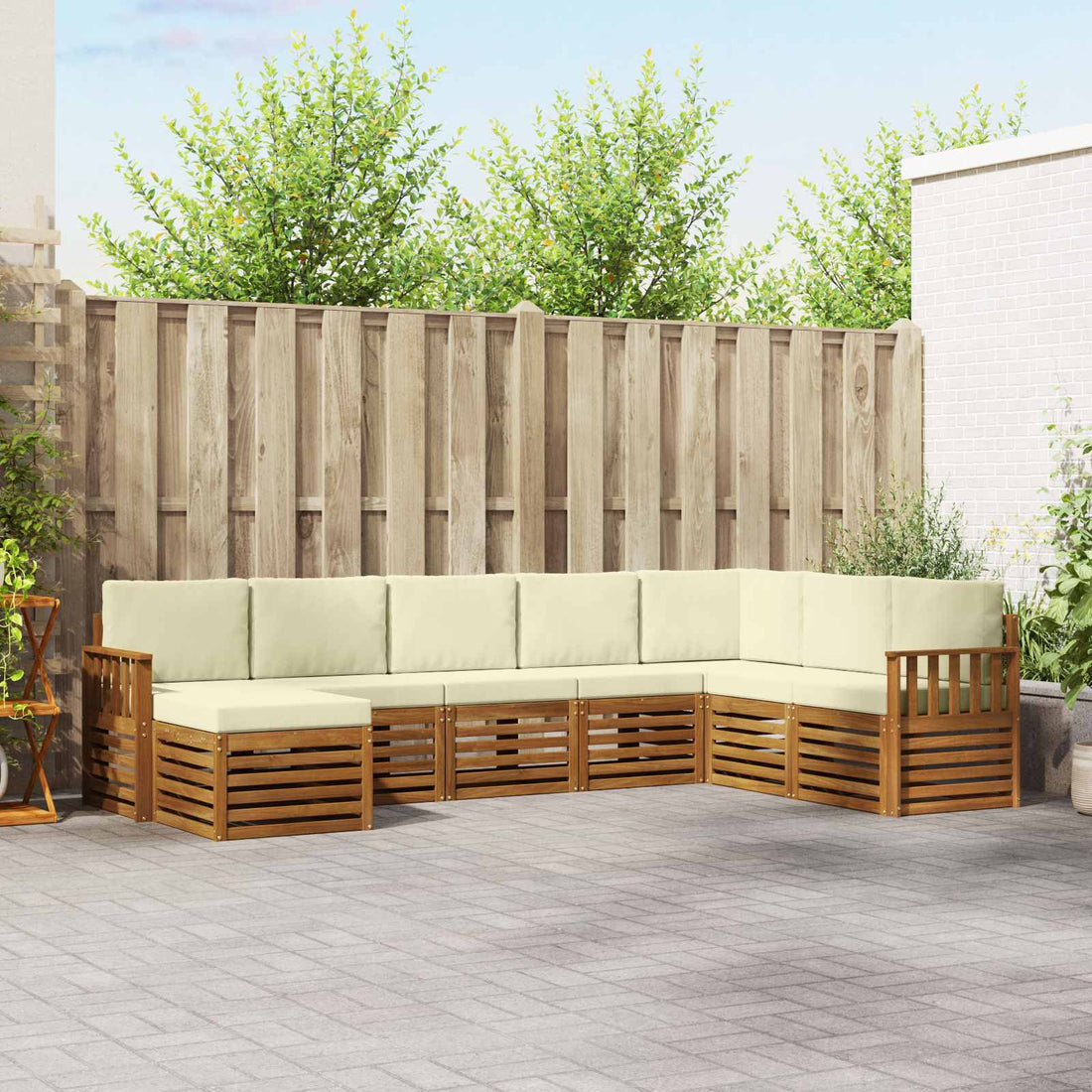 vidaXL Conjunto de sofás de exterior 8 uds. Natural y Crema