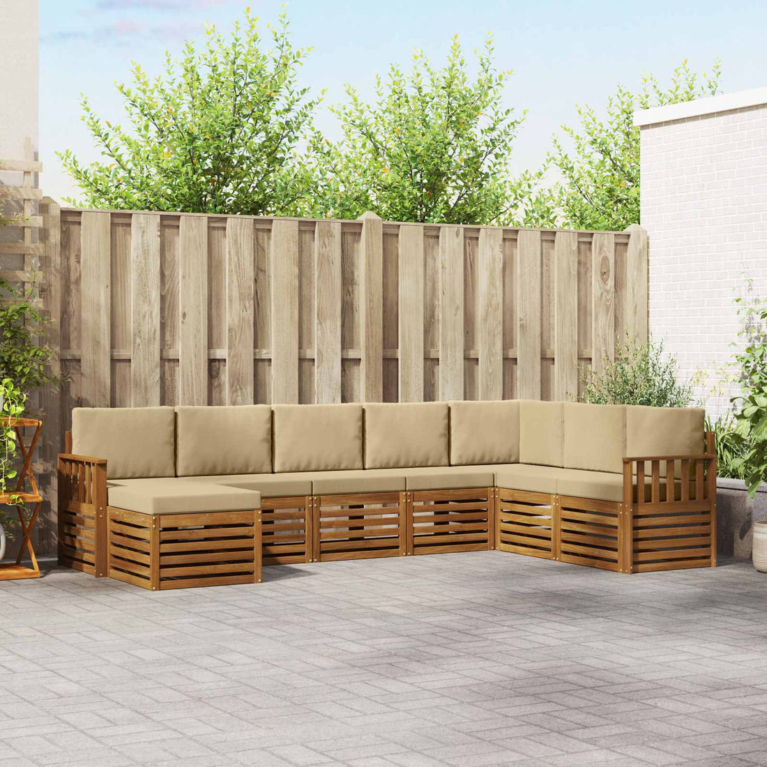 vidaXL Conjunto de sofás de exterior 8 uds. Natural y Beige