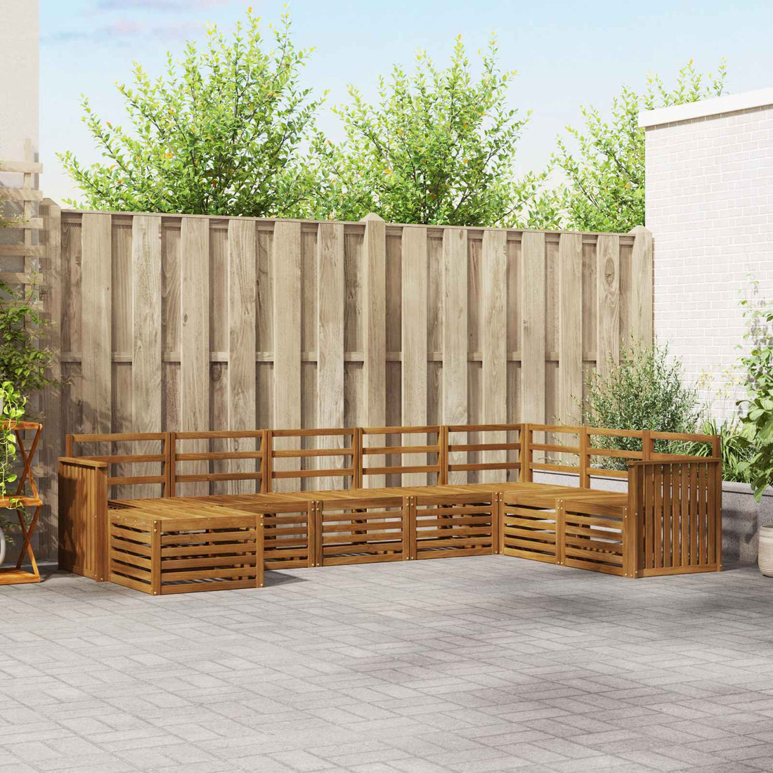 vidaXL Conjunto de sofás de exterior 8 uds. Natural