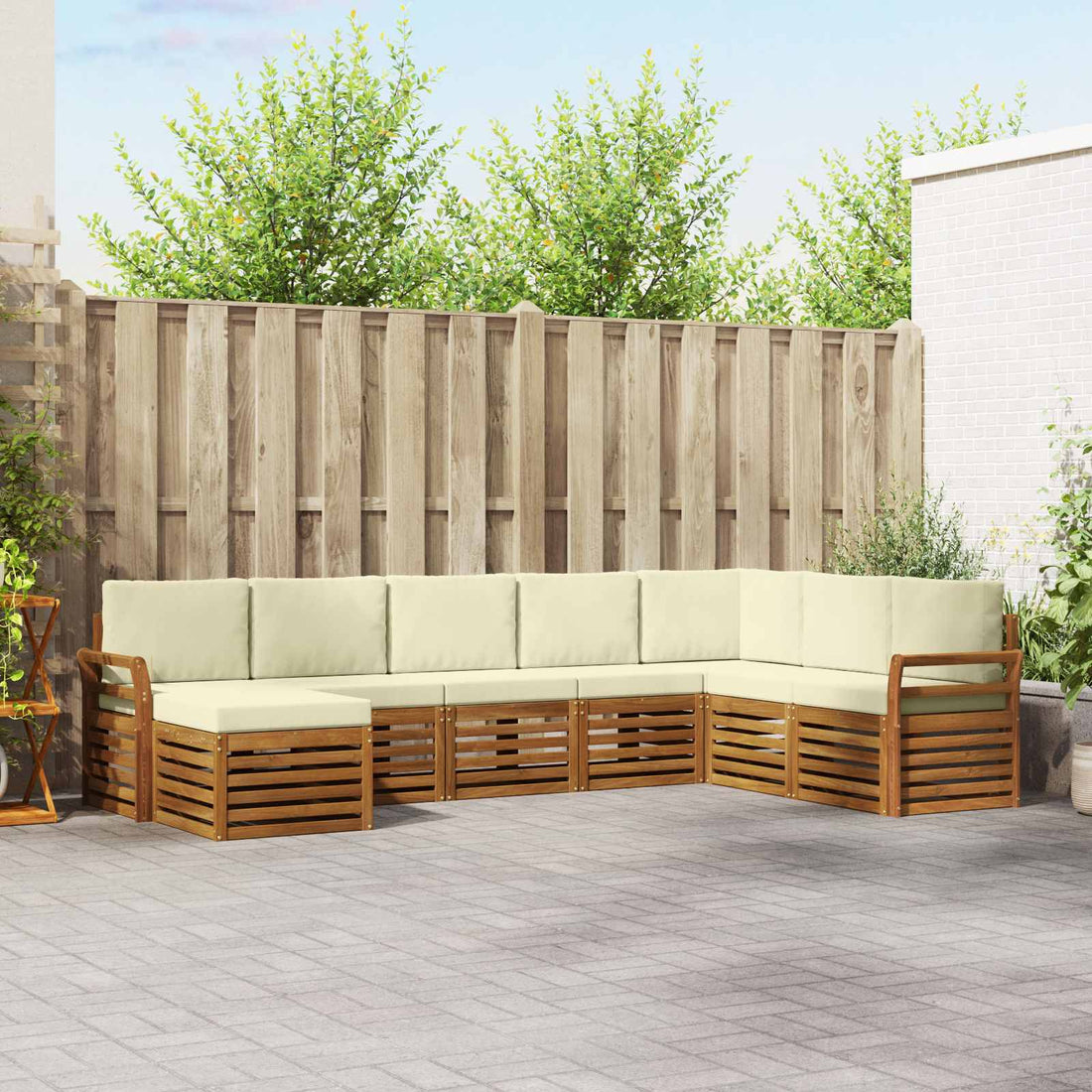 vidaXL Conjunto de sofás de exterior 8 uds. Natural y Crema