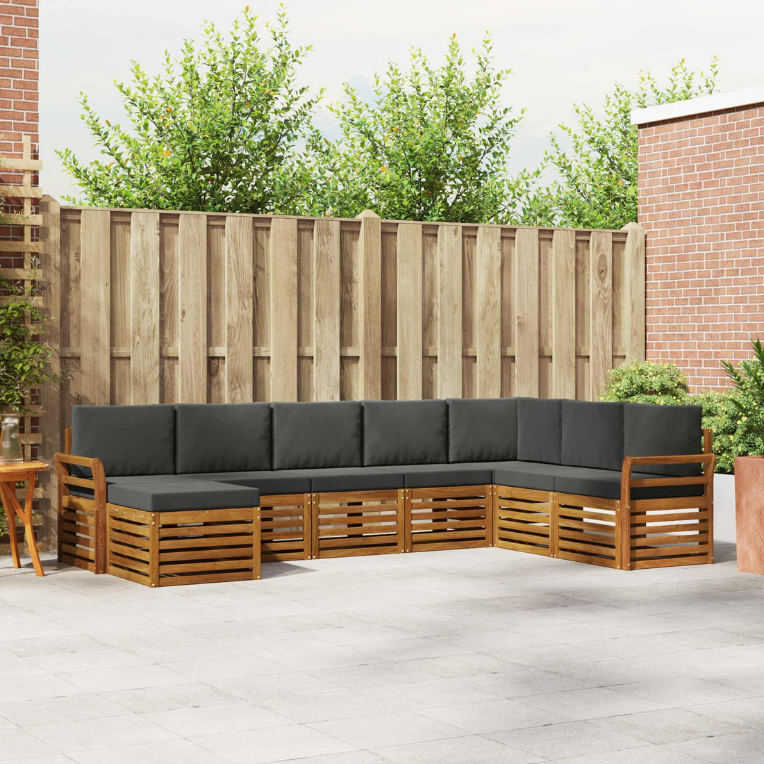 vidaXL Conjunto de sofás de exterior 8 uds. Natural y Antracita