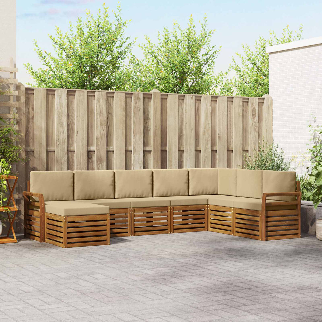 vidaXL Conjunto de sofás de exterior 8 uds. Natural y Beige