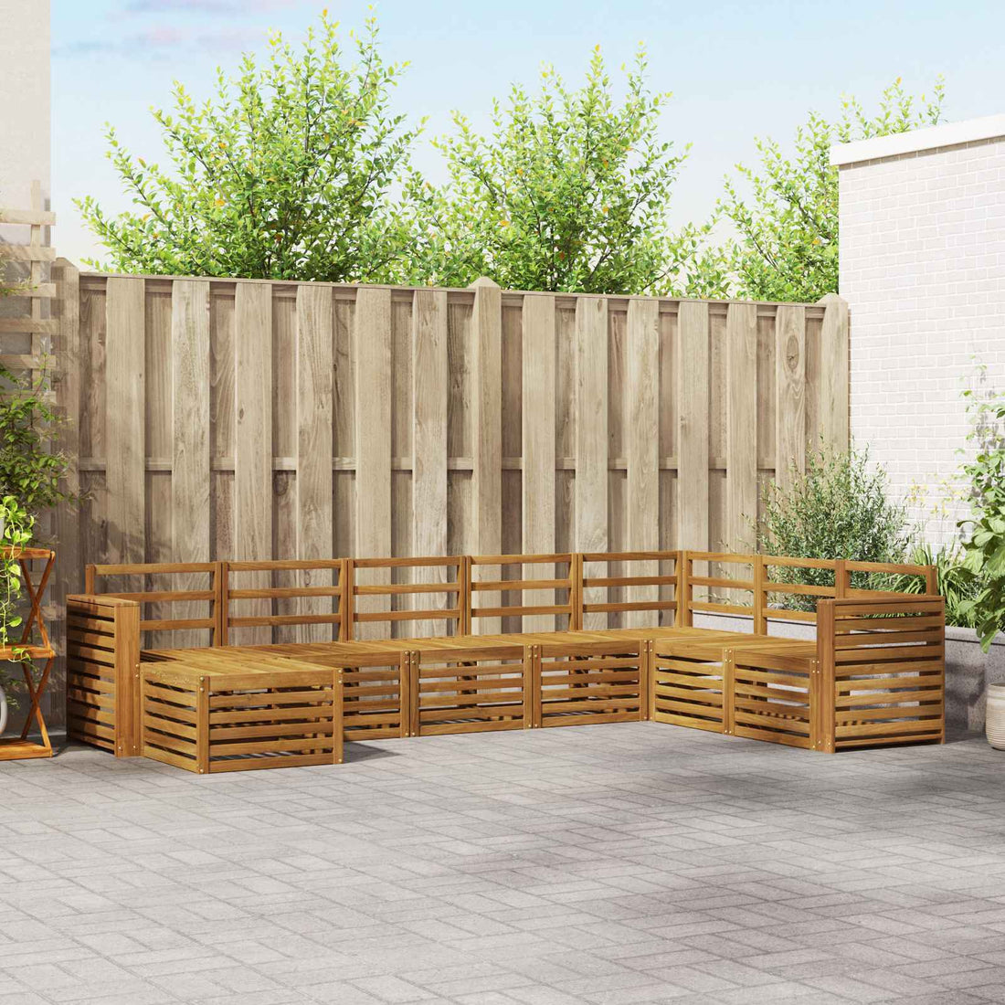 vidaXL Conjunto de sofás de exterior 8 uds. Natural