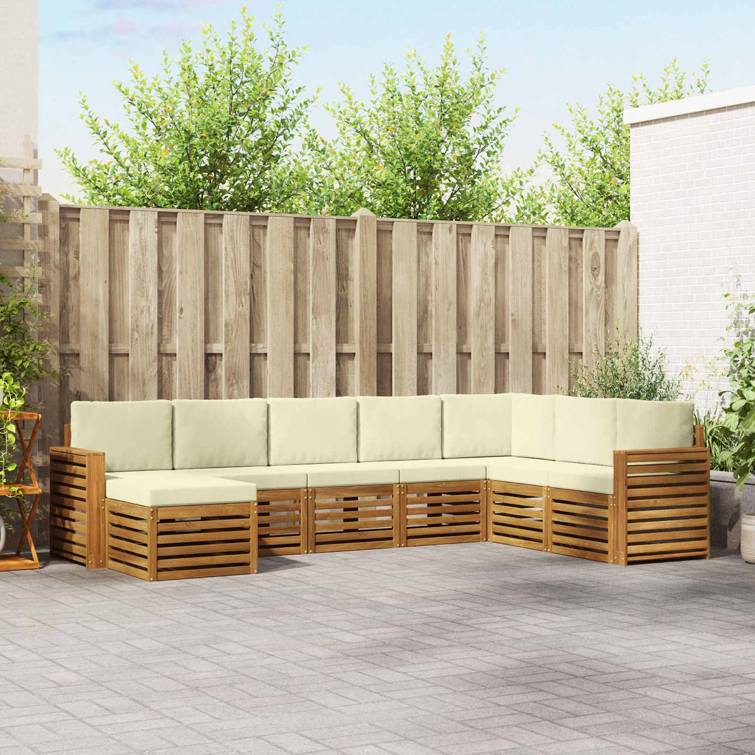 vidaXL Conjunto de sofás de exterior 8 uds. Natural y Crema
