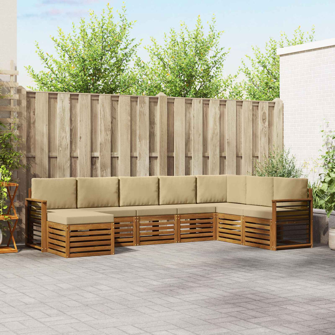 vidaXL Conjunto de sofás de exterior 8 uds. Natural y Beige