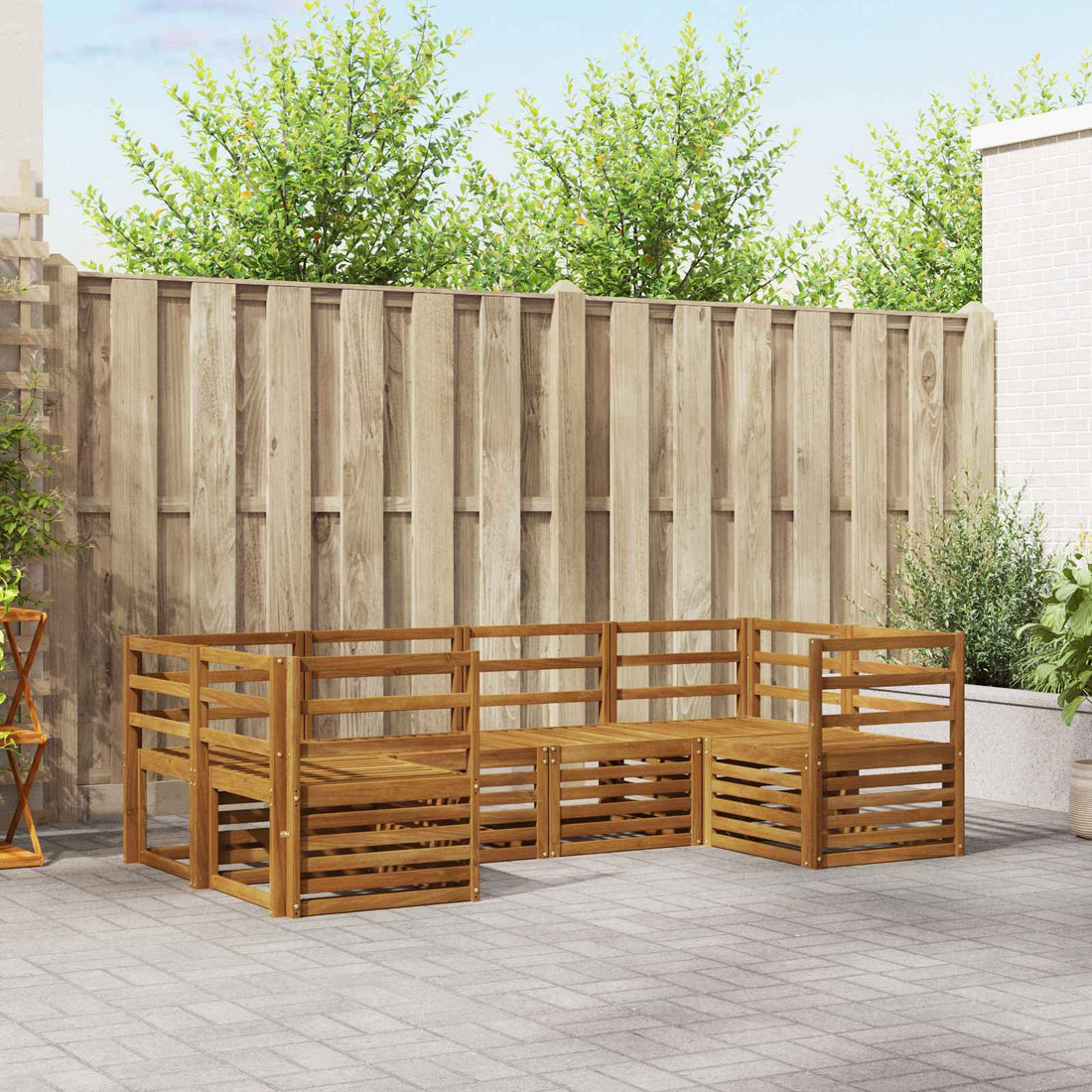 vidaXL Conjunto de sofás de exterior 6 uds. Natural