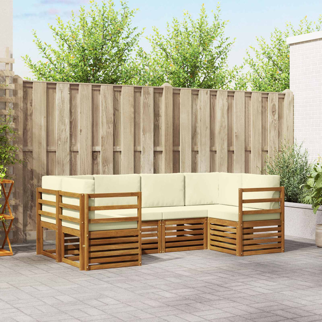 vidaXL Conjunto de sofás de exterior 6 uds. Natural y Crema
