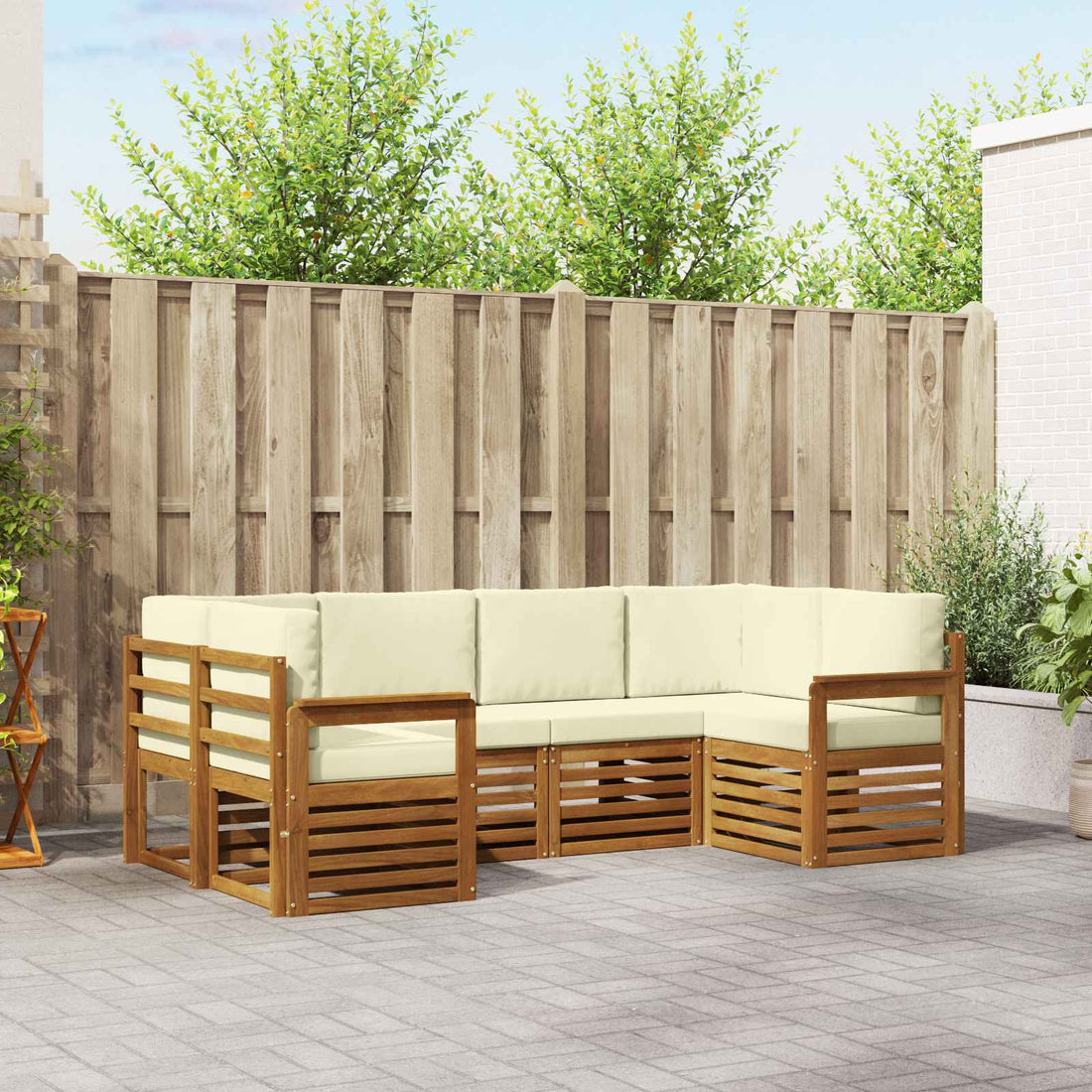 vidaXL Conjunto de sofás de exterior 6 uds. Natural y Crema