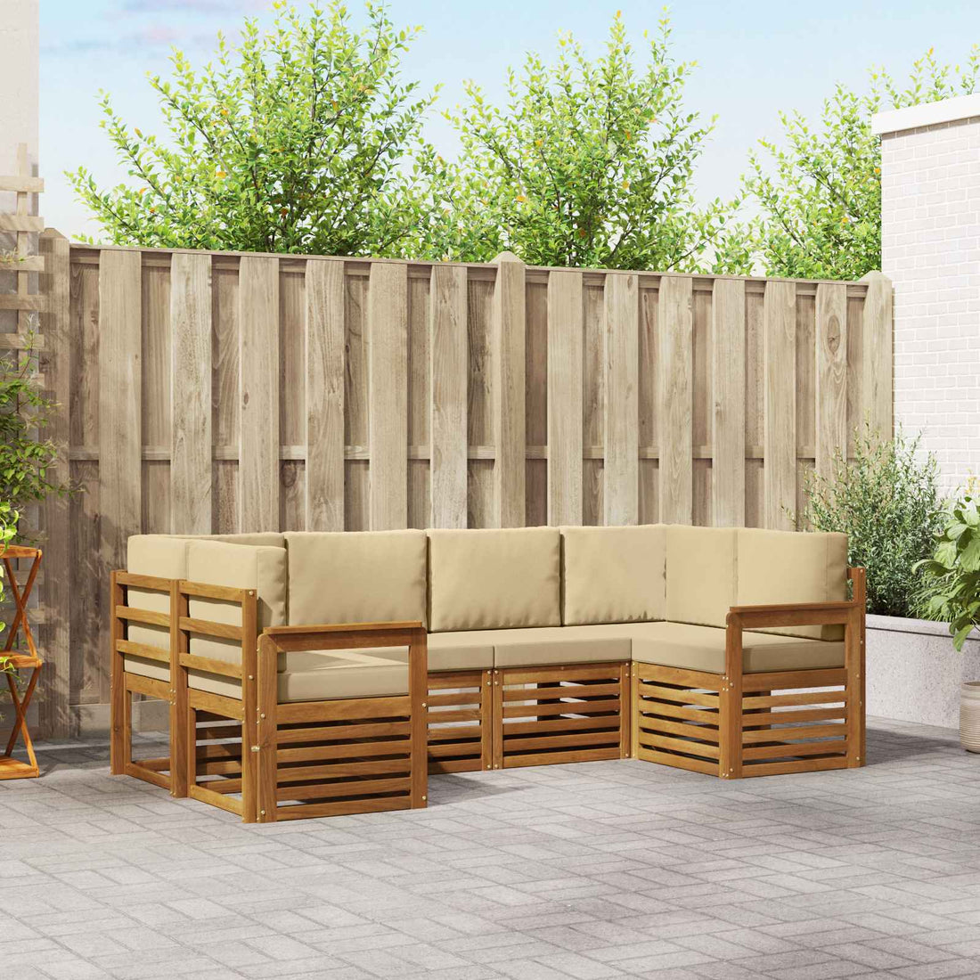 vidaXL Conjunto de sofás de exterior 6 uds. Natural
