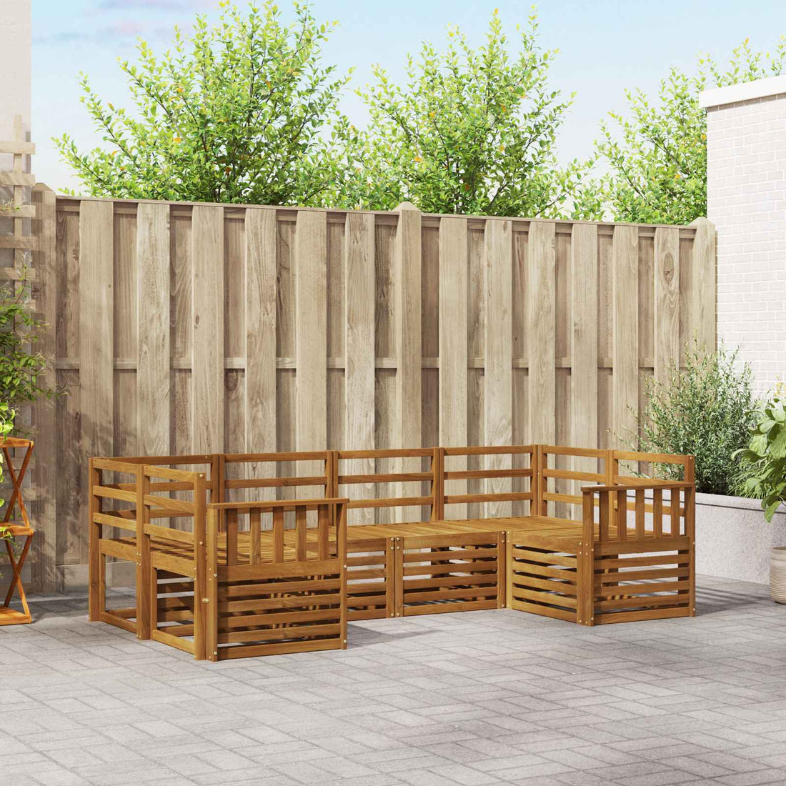 vidaXL Conjunto de sofás de exterior 6 uds. Natural