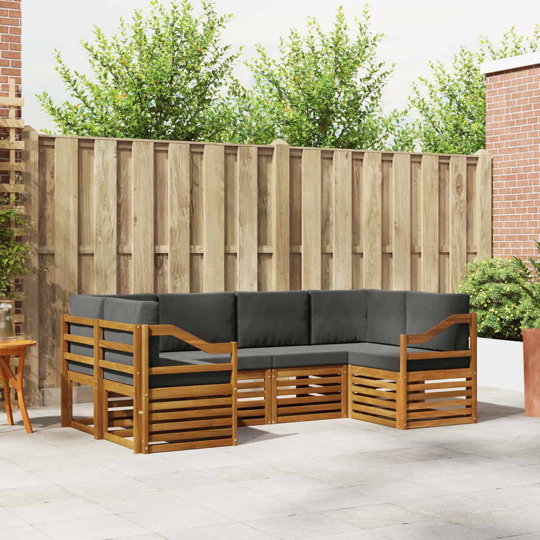 vidaXL Conjunto de sofás de exterior 6 uds. Natural y Antracita