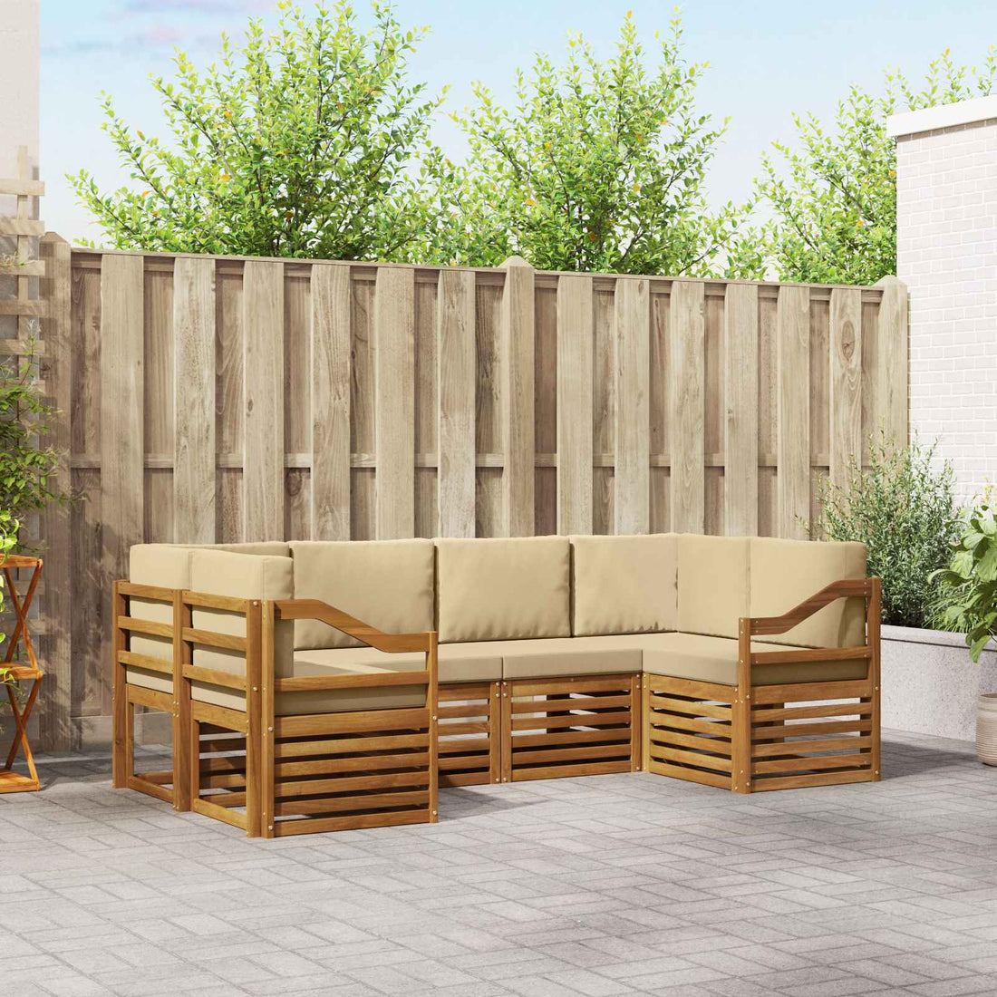 vidaXL Conjunto de sofás de exterior 6 uds. Natural