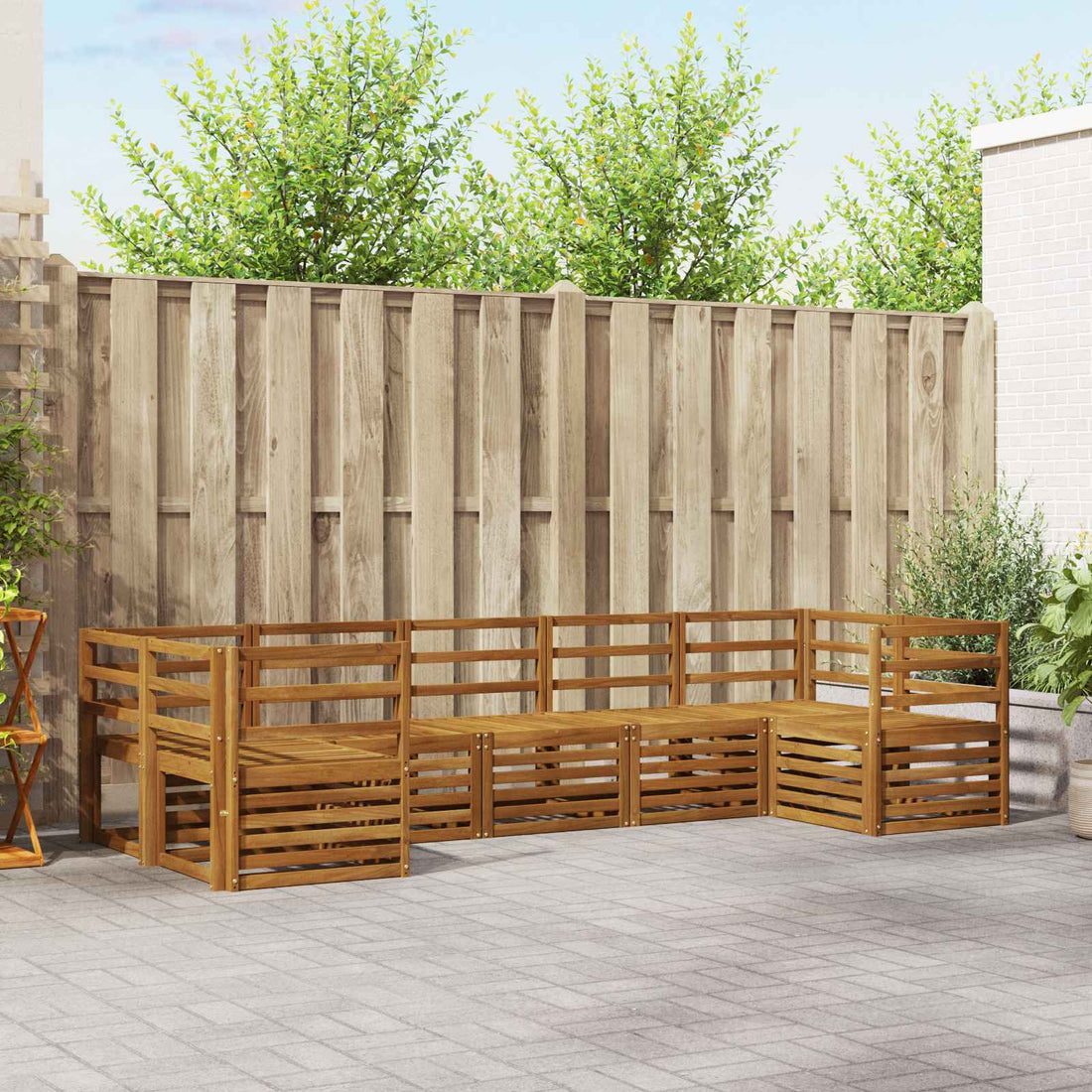 vidaXL Conjunto de sofás de exterior 7 uds. Natural