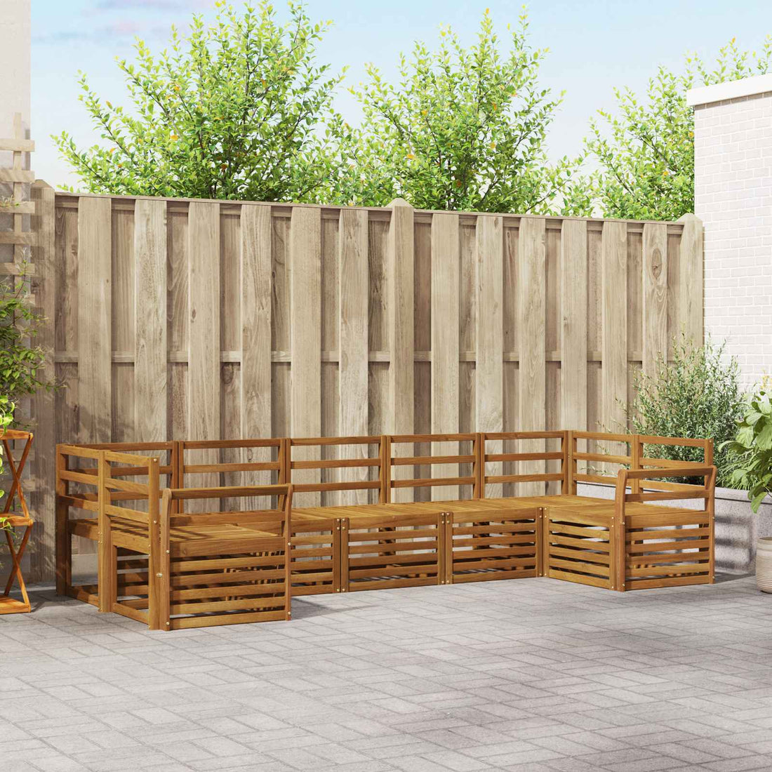 vidaXL Conjunto de sofás de exterior 7 uds. Natural