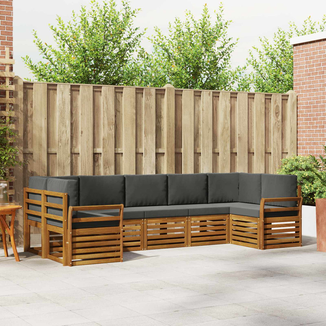vidaXL Conjunto de sofás de exterior 7 uds. Natural y Antracita