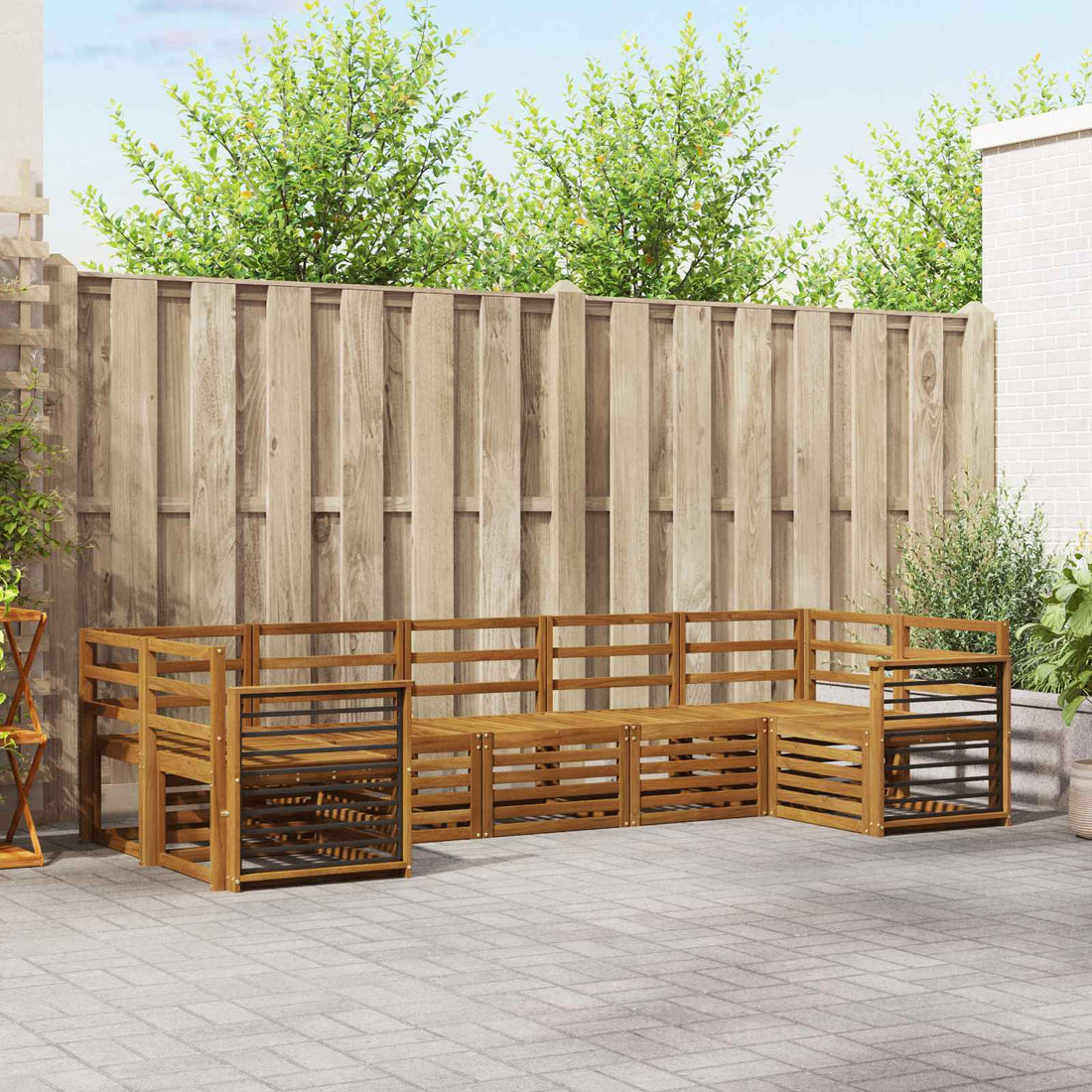 vidaXL Conjunto de sofás de exterior 7 uds. Natural