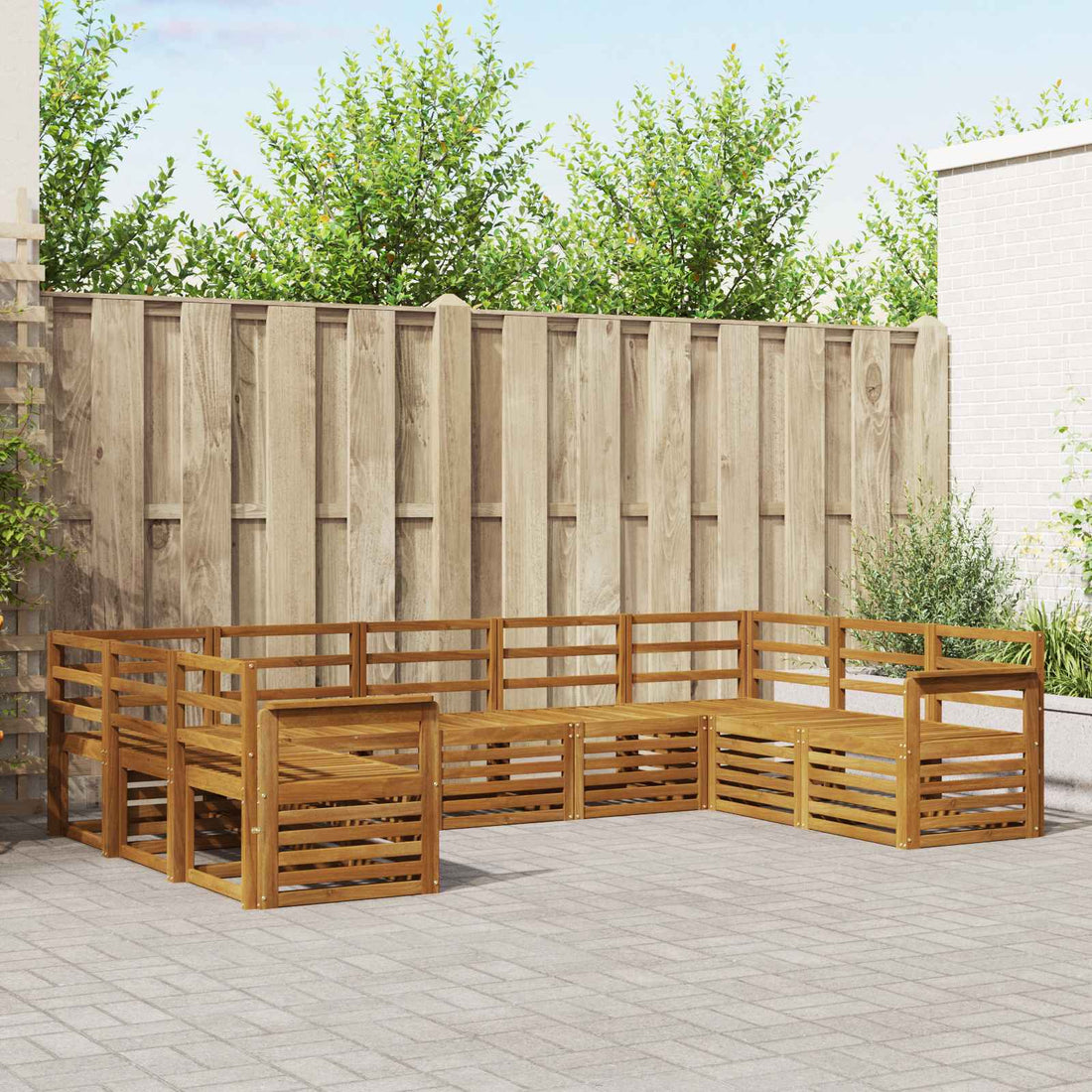 vidaXL Conjunto de sofás de exterior 9 uds. Natural