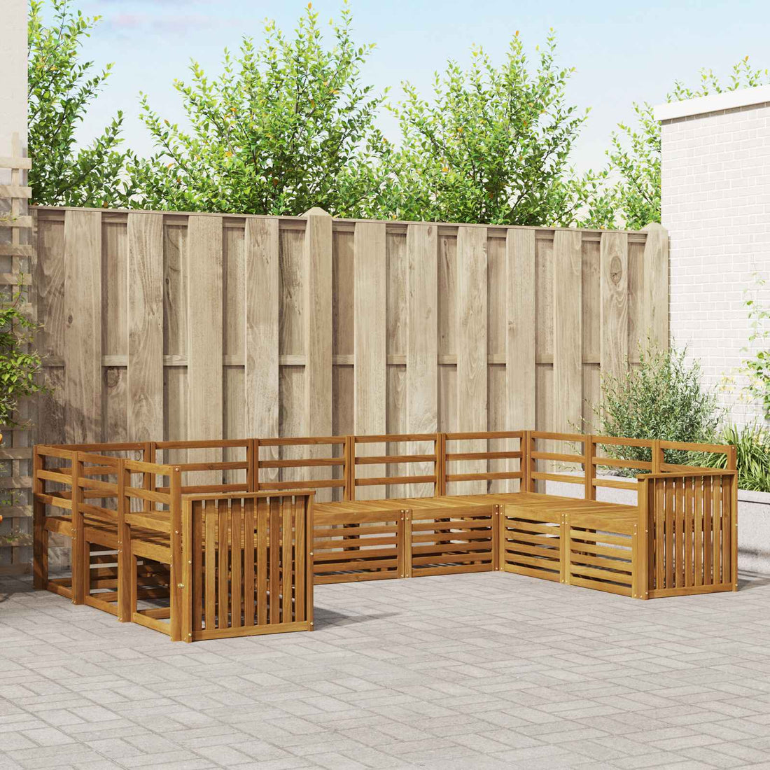 vidaXL Conjunto de sofás de exterior 9 uds. Natural
