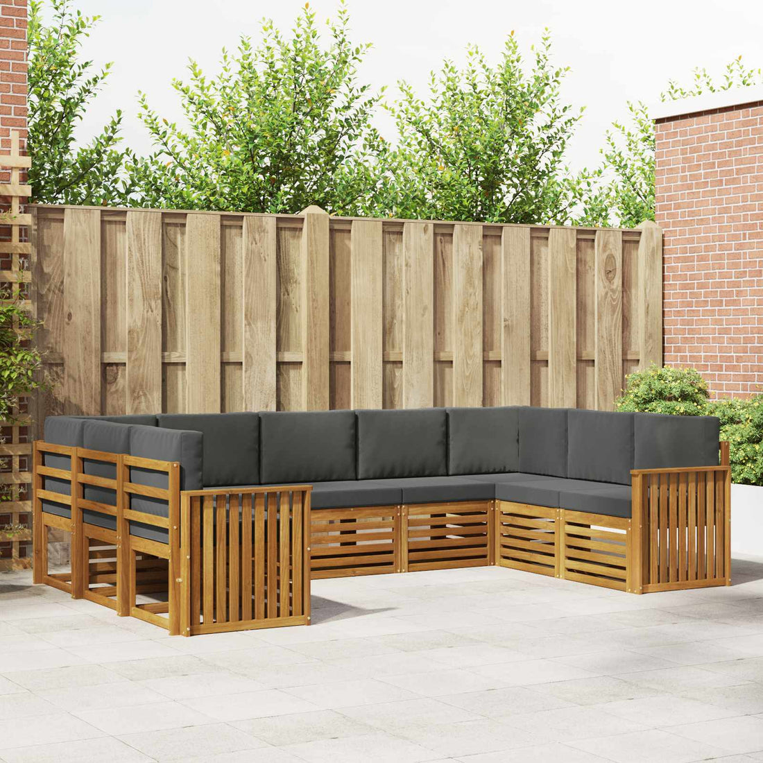vidaXL Conjunto de sofás de exterior 9 uds. Natural y Antracita