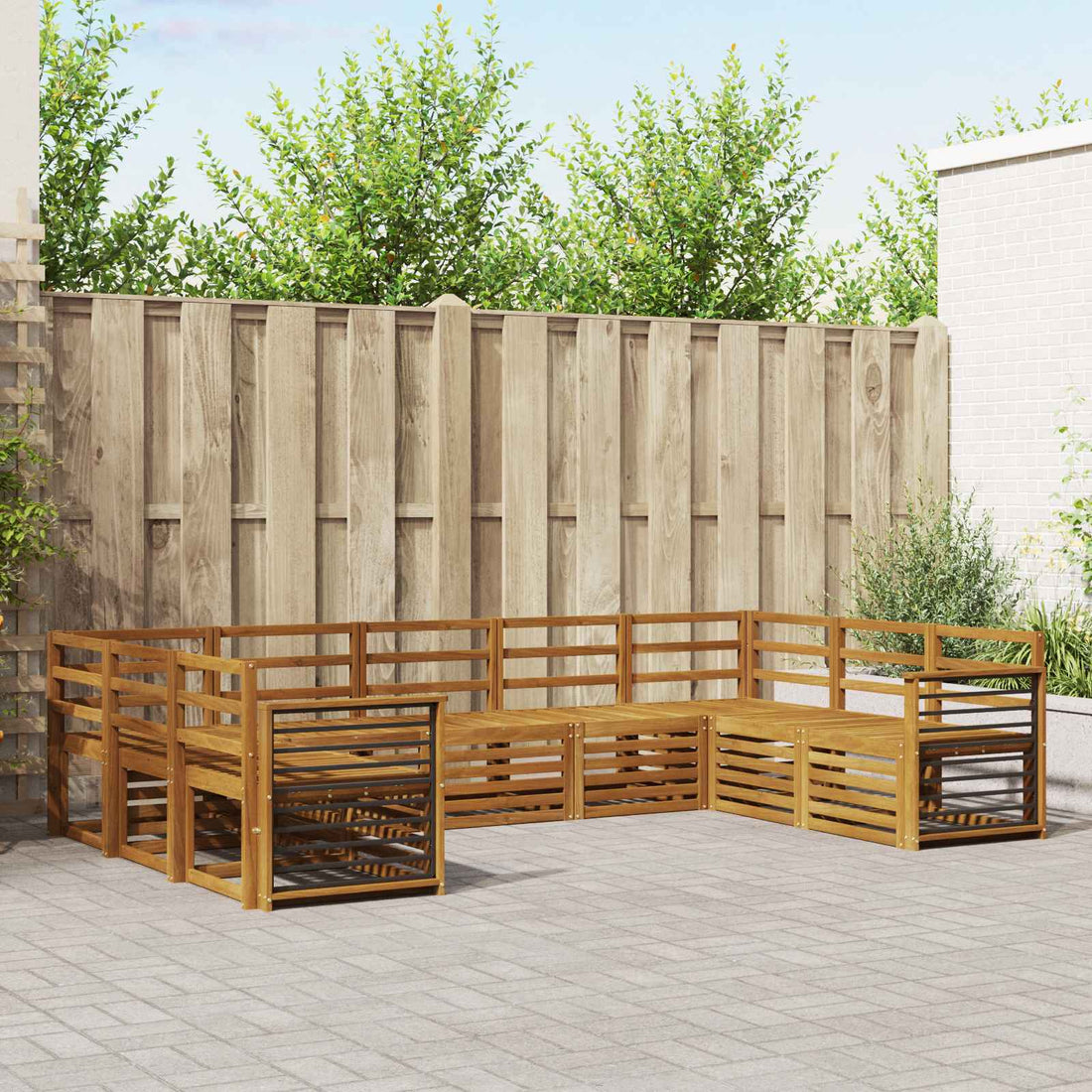 vidaXL Conjunto de sofás de exterior 9 uds. Natural