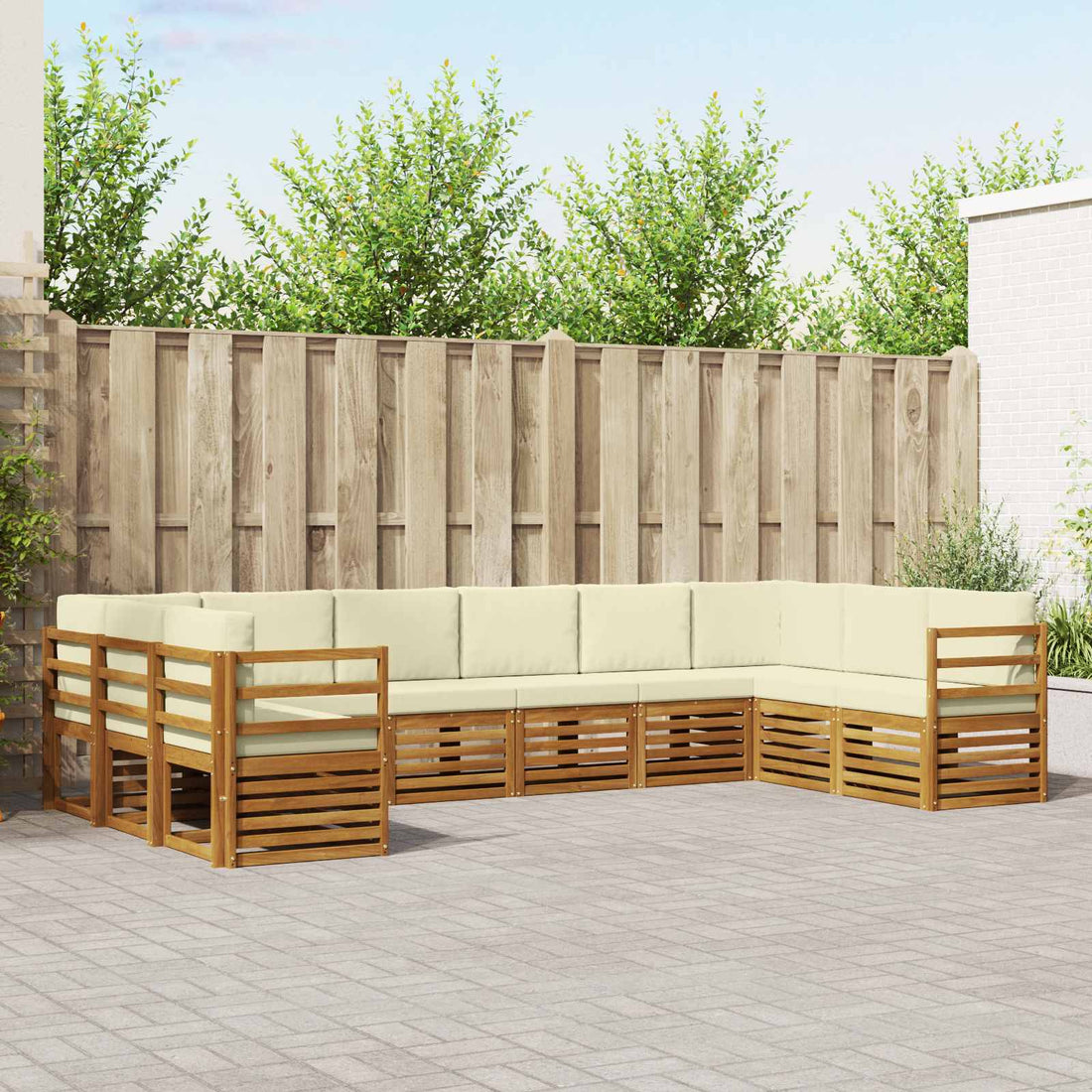 vidaXL Conjunto de sofás de exterior 10 uds. Natural y Crema