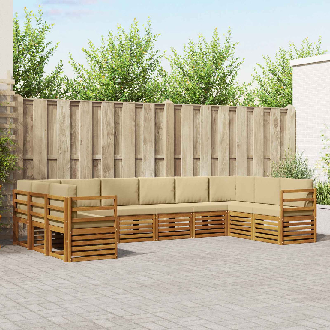 vidaXL Conjunto de sofás de exterior 10 uds. Natural y Beige