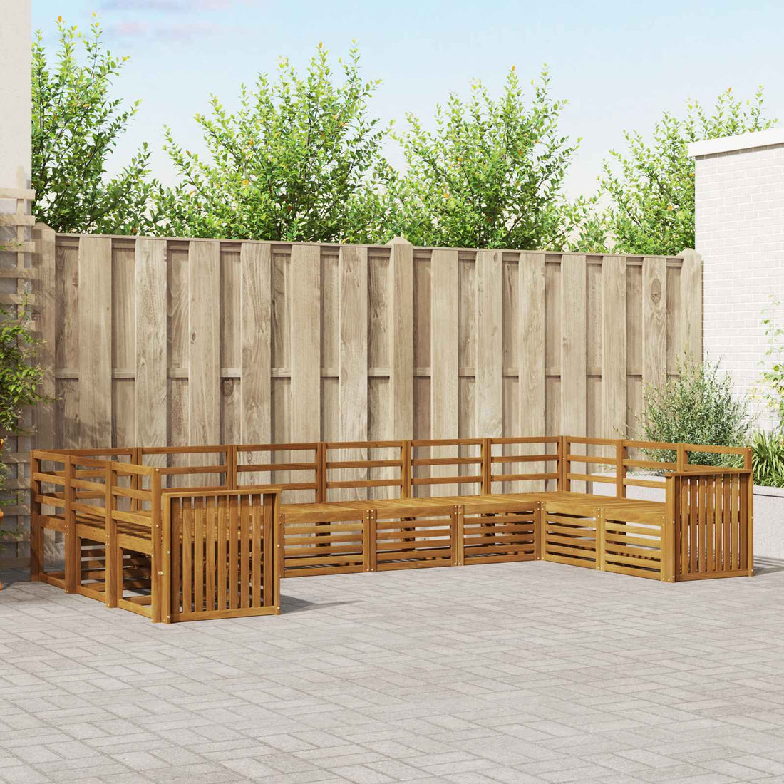 vidaXL Conjunto de sofás de exterior 10 uds. Natural