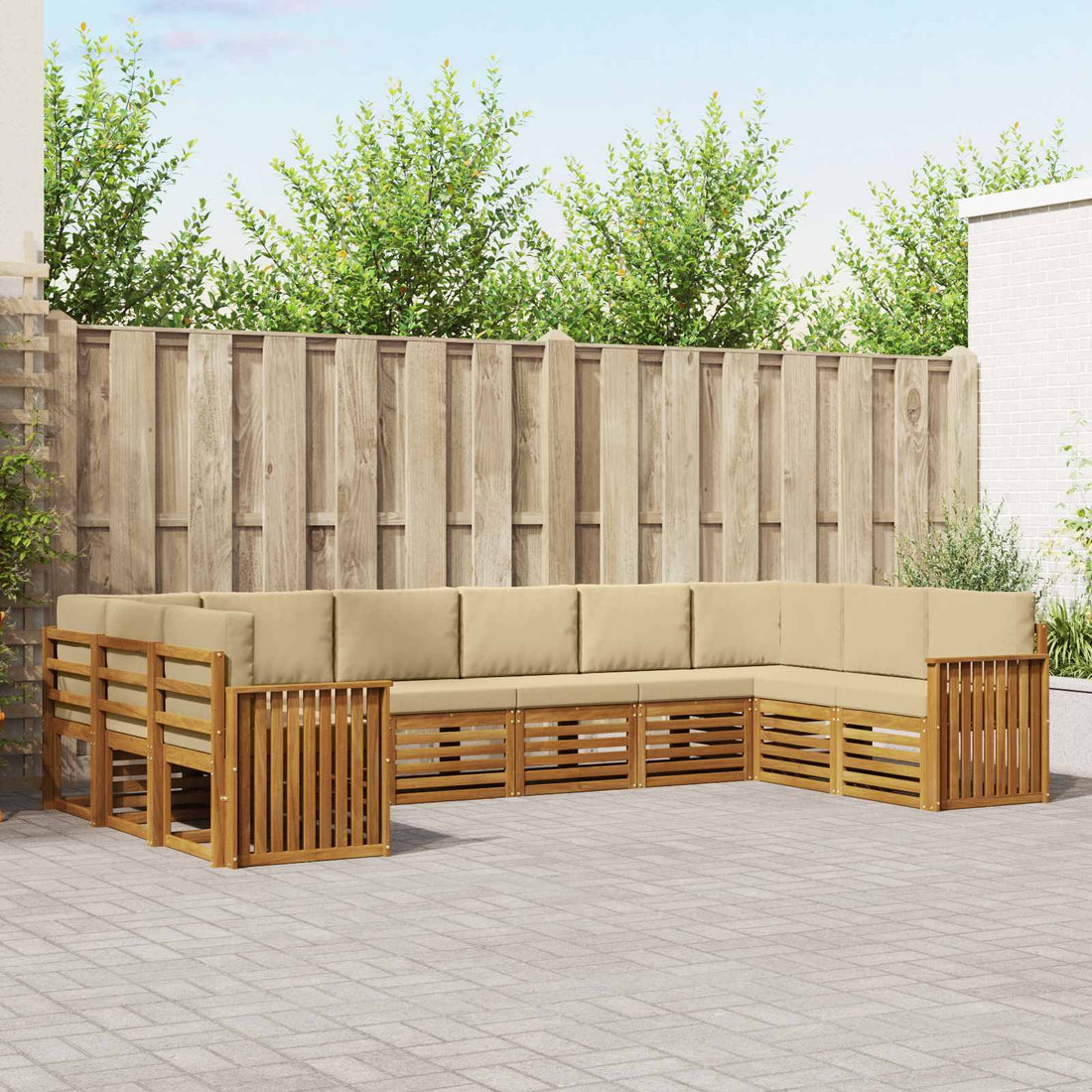 vidaXL Conjunto de sofás de exterior 10 uds. Natural y Beige