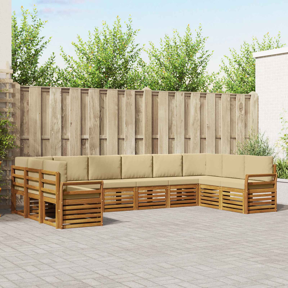 vidaXL Conjunto de sofás de exterior 10 uds. Natural y Beige