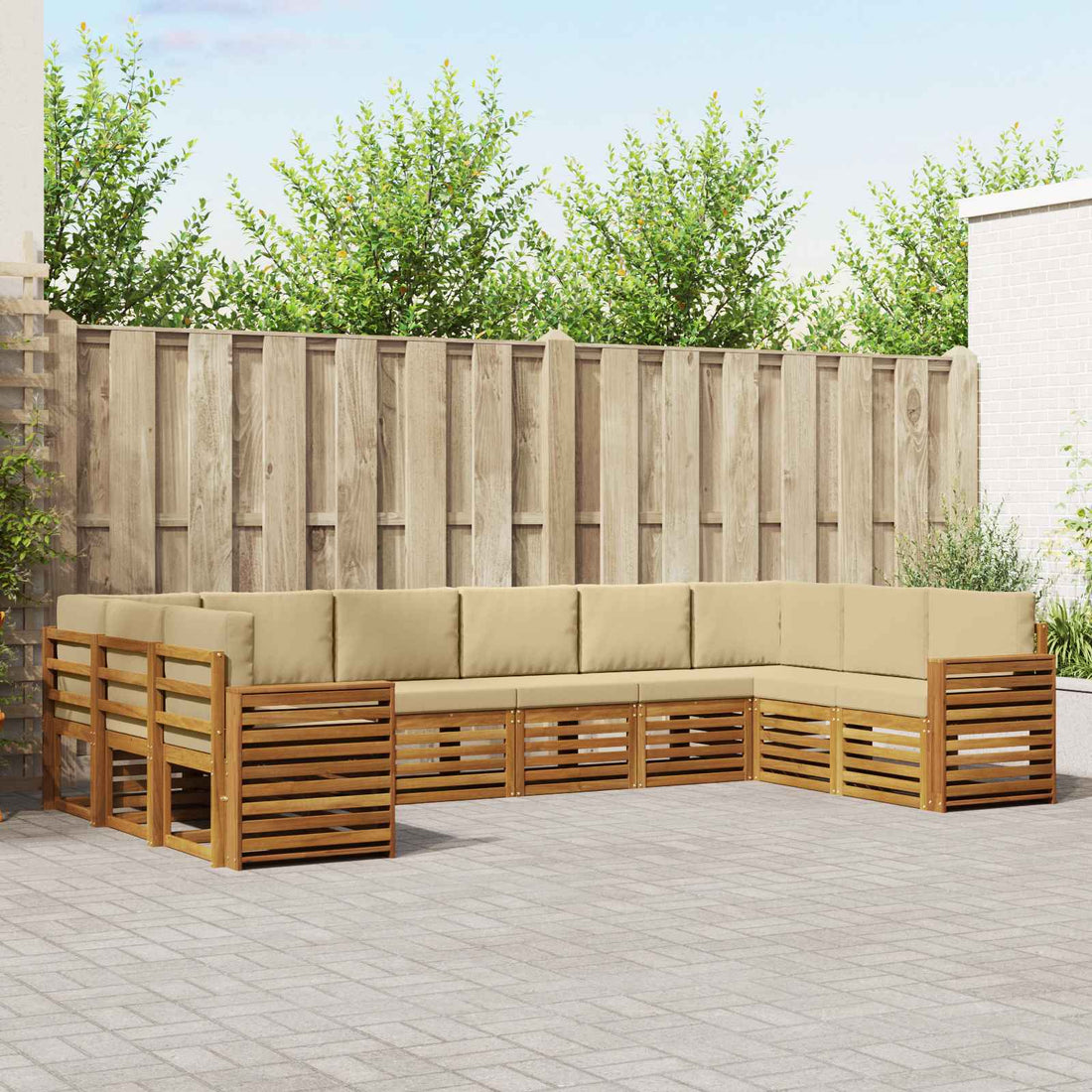 vidaXL Conjunto de sofás de exterior 10 uds. Natural y Beige