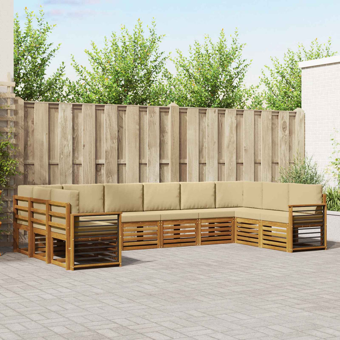 vidaXL Conjunto de sofás de exterior 10 uds. Natural y Beige