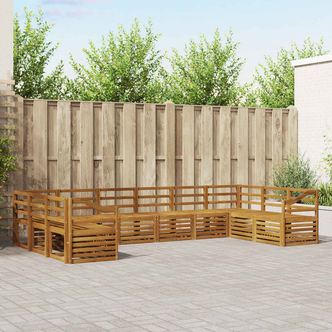 vidaXL Conjunto de sofás de exterior 10 uds. Natural