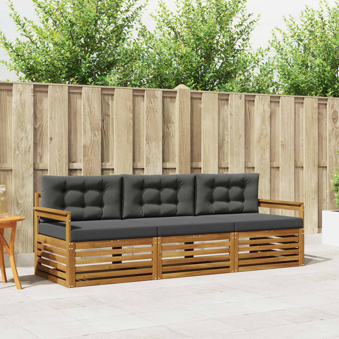 vidaXL Conjunto de sofás de exterior 3 uds. Natural y Antracita