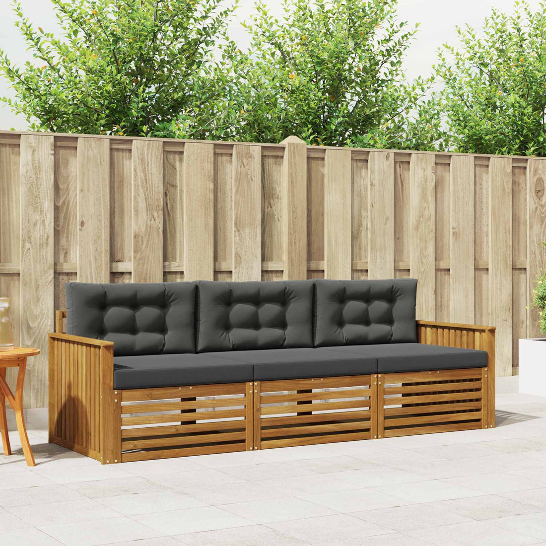 vidaXL Conjunto de sofás de exterior 3 uds. Natural y Antracita