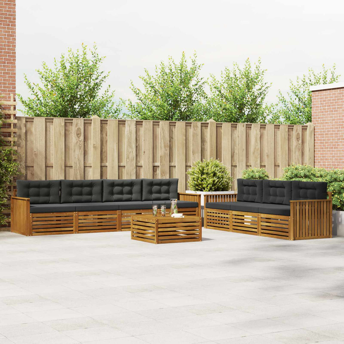 vidaXL Conjunto de sofás de exterior 8 uds. Natural y Antracita