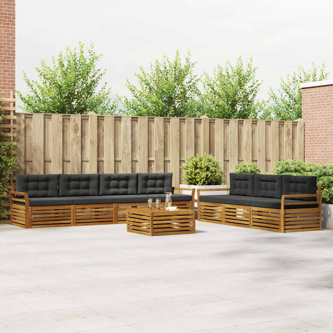 vidaXL Conjunto de sofás de exterior 8 uds. Natural y Antracita