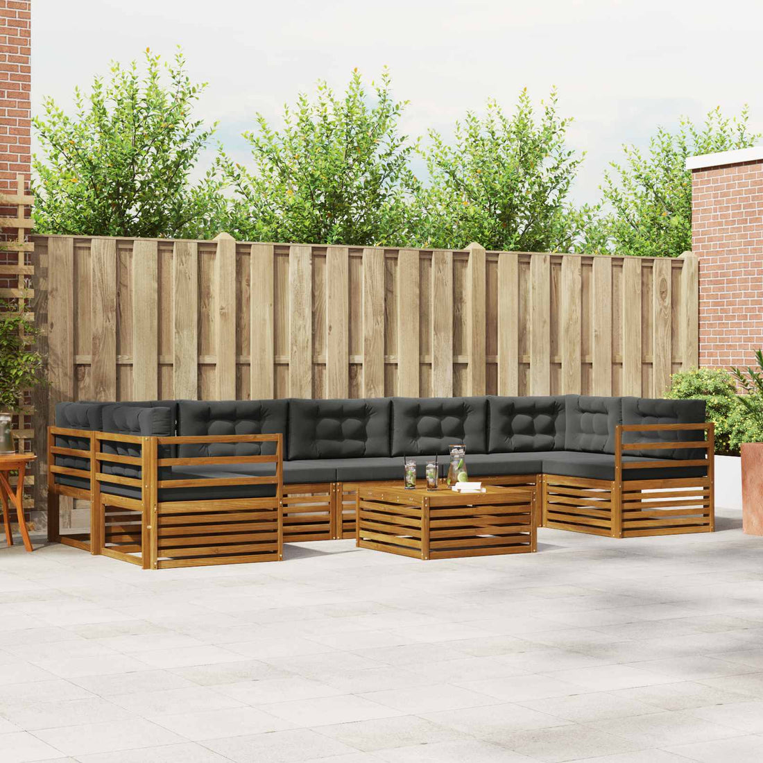 vidaXL Conjunto de sofás de exterior 8 uds. Natural y Antracita