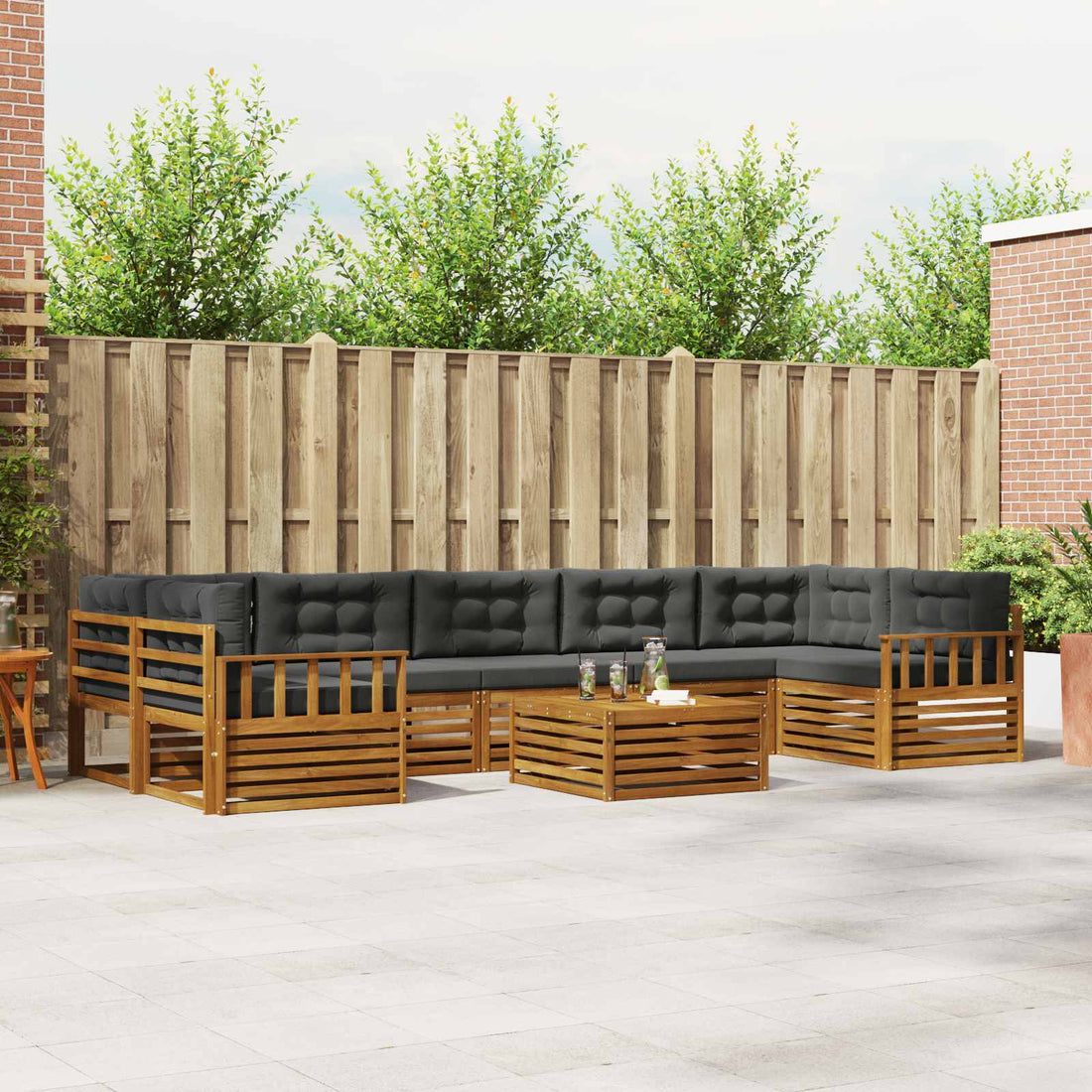vidaXL Conjunto de sofás de exterior 8 uds. Natural y Antracita