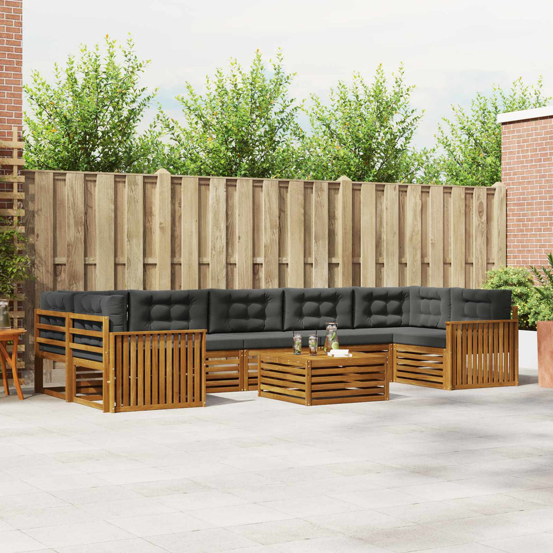 vidaXL Conjunto de sofás de exterior 8 uds. Natural y Antracita