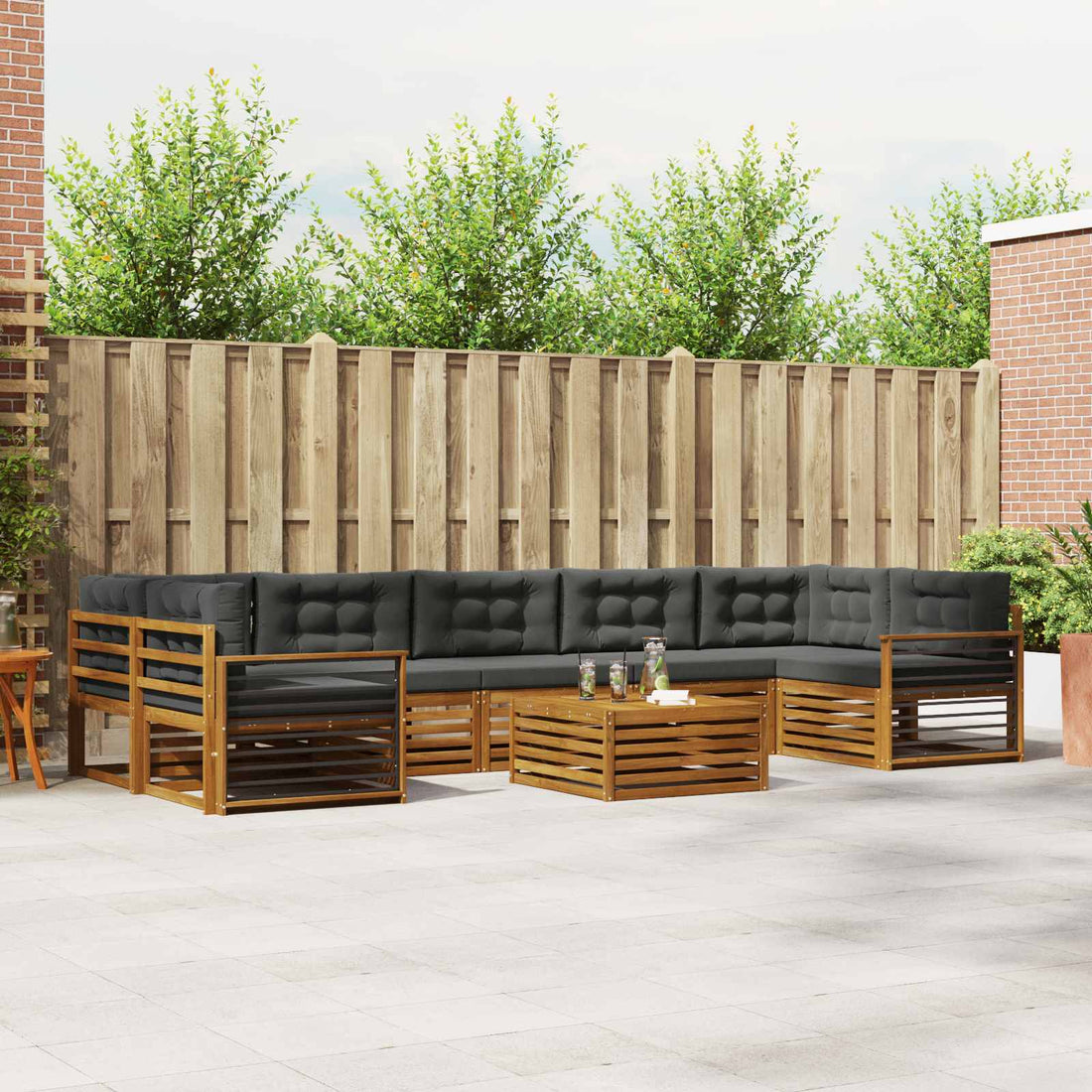 vidaXL Conjunto de sofás de exterior 8 uds. Natural y Antracita