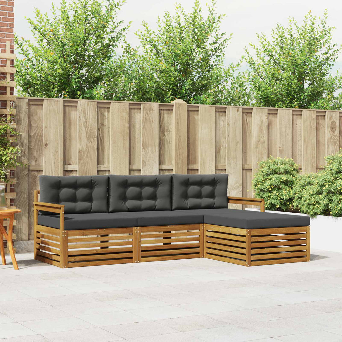 vidaXL Conjunto de sofás de exterior 4 uds. Natural y Antracita