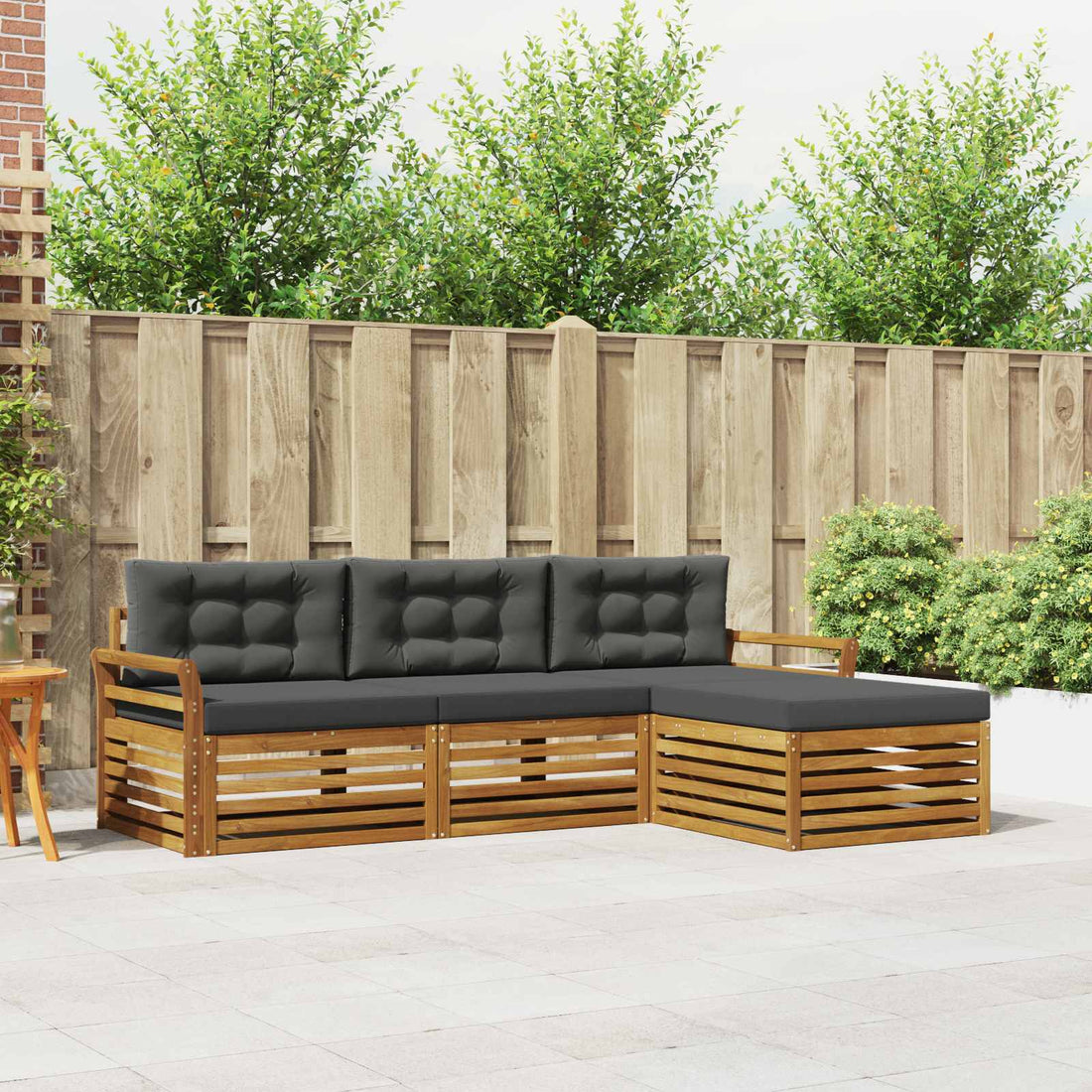 vidaXL Conjunto de sofás de exterior 4 uds. Natural y Antracita