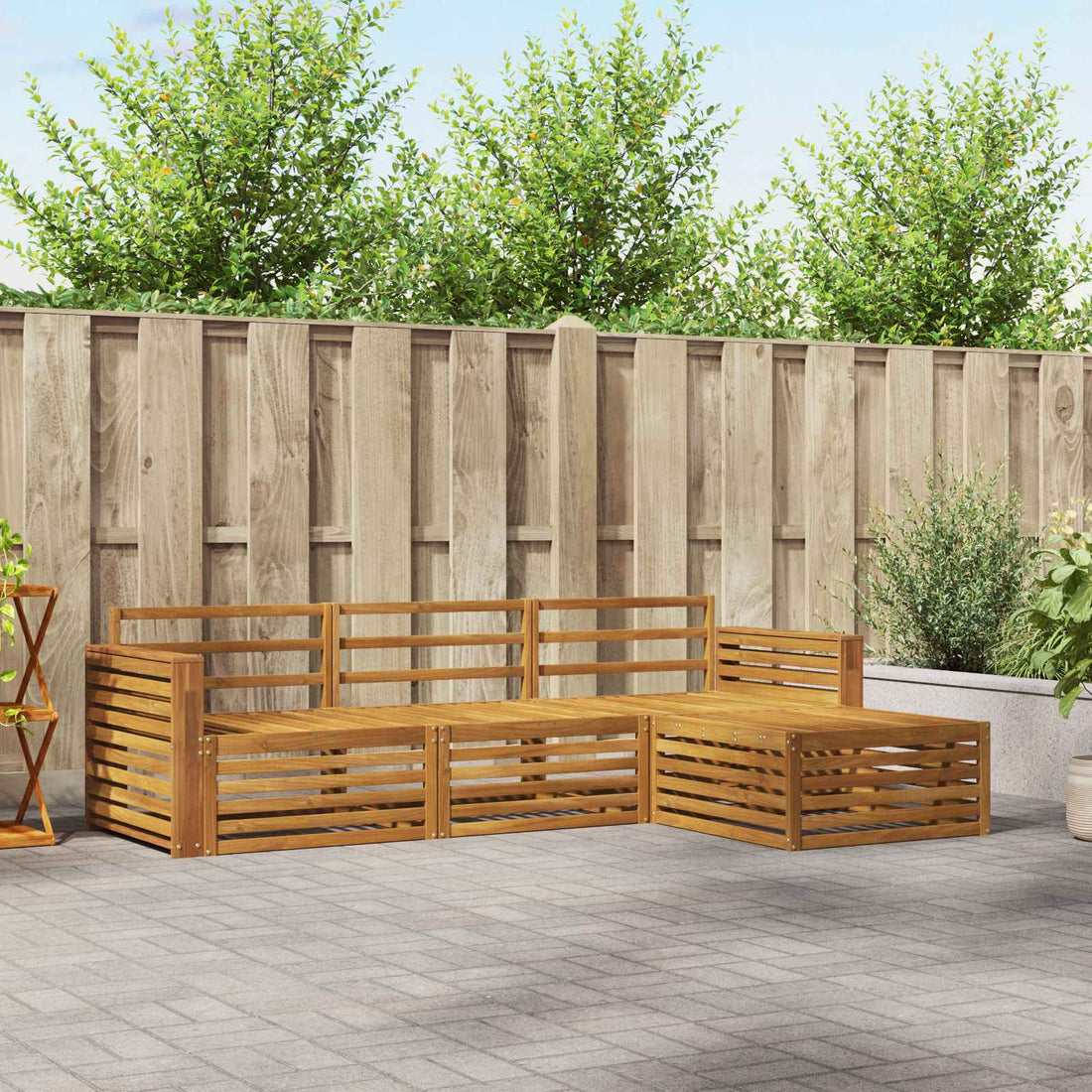 vidaXL Conjunto de sofás de exterior 4 uds. Natural